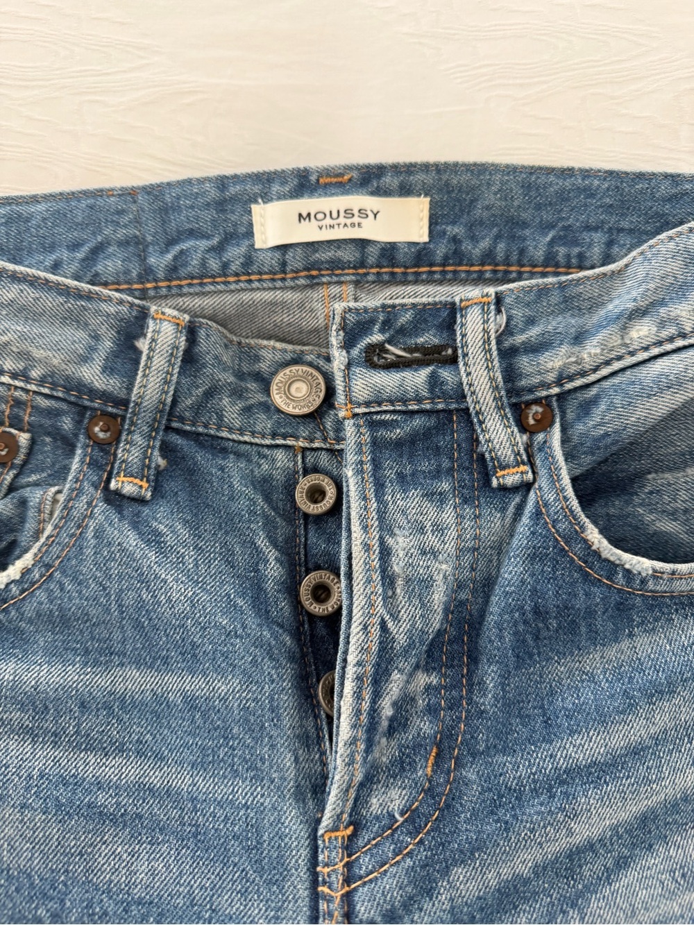 Moussy Distressed Blue Straight-Leg Jeans - Picture 2 of 8